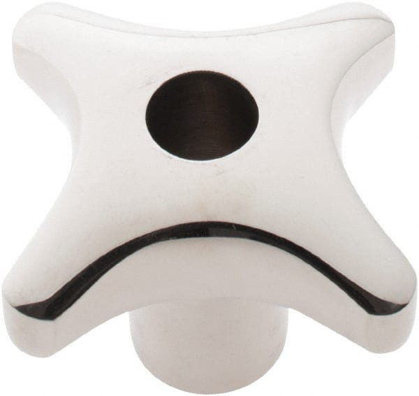 KIPP - 2.48" Head Diam, 4 Point Lobed Knob - 1/2" Hole, Stainless Steel - Exact Tooling