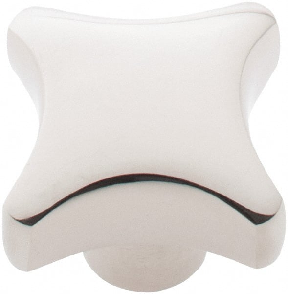 KIPP - 1-1/4" Head Diam, 4 Point Lobed Knob - 1/4" Hole, Stainless Steel - Exact Tooling