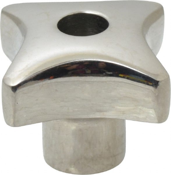 KIPP - 1-1/4" Head Diam, 4 Point Lobed Knob - 1/4-20 Hole, Stainless Steel - Exact Tooling
