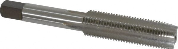 Kennametal - 1/2-20 UNF 3B 4 Flute Bright Finish High Speed Steel Straight Flute Standard Hand Tap - Plug, Left Hand Thread, 3.38" OAL, 1.656" Thread Length, H3 Limit, Oversize - Exact Tooling