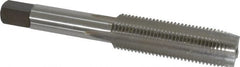 Kennametal - 1/2-20 UNF 3B 4 Flute Bright Finish High Speed Steel Straight Flute Standard Hand Tap - Plug, Left Hand Thread, 3.38" OAL, 1.656" Thread Length, H3 Limit, Oversize - Exact Tooling