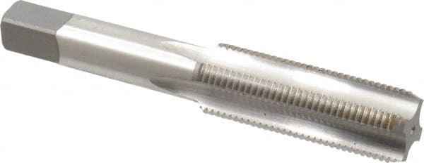Kennametal - 5/8-18 UNF 3B 4 Flute Bright Finish High Speed Steel Straight Flute Standard Hand Tap - Bottoming, Left Hand Thread, 3-13/16" OAL, 1.813" Thread Length, H3 Limit, Oversize - Exact Tooling