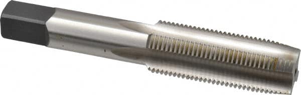 Kennametal - 3/4-16 UNF 3B 4 Flute Bright Finish High Speed Steel Straight Flute Standard Hand Tap - Plug, Left Hand Thread, 4-1/4" OAL, 2" Thread Length, H3 Limit, Oversize - Exact Tooling