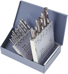 Chicago-Latrobe - F to U Drill, #4-40 to 1/2-13 Tap, Hand Tap and Drill Set - Bright Finish High Speed Steel Drills, Bright Finish High Speed Steel Taps, Plug Chamfer, 20 Piece Set, Includes Plastic case - Exact Tooling