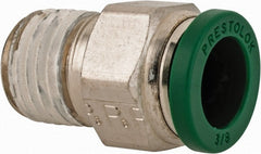 Parker - 3/8" Outside Diam, 1/4 NPTF, Nickel Plated Brass Push-to-Connect Tube Male Connector - 300 Max psi, Tube to Male NPT Connection, Buna-N O-Ring - Exact Tooling