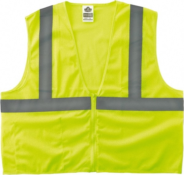 Ergodyne - Size 4X/5XL High Visibility Lime Mesh General Purpose Vest - 58 to 64" Chest, ANSI/ISEA 107, Zipper Closure, 1 Pocket, Polyester - Exact Tooling