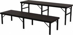 Valley Craft - 34 Wide x 120" Deep x 28" High, Steel Work Table - 14 Gauge Stainless Steel Top, Adjustable Height Legs, Gray - Exact Tooling