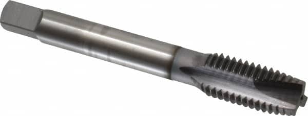 OSG - M12x1.75 Metric Coarse, 3 Flute, TiCN Finish, High Speed Steel Spiral Point Tap - Plug Chamfer, Right Hand Thread, 3-3/8" OAL, 1-21/32" Thread Length, 0.367" Shank Diam, 6H Class of Fit, Series 142 - Exact Tooling