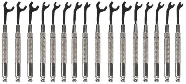 Moody Tools - 16 Piece, 5/64" to 5/16" (2.5mm to 7mm), Open End Wrench Set - Inch/Metric Measurement Standard, Black Oxide Finish, Comes in Canvas Roll - Exact Tooling