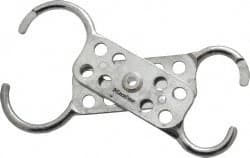 Master Lock - Double Jaw, 1 to 1-1/2" Jaw Diam, 8 PadLocks, Aluminum Lockout Hasp - Scissor Action, 5-7/8" Long, Silver - Exact Tooling