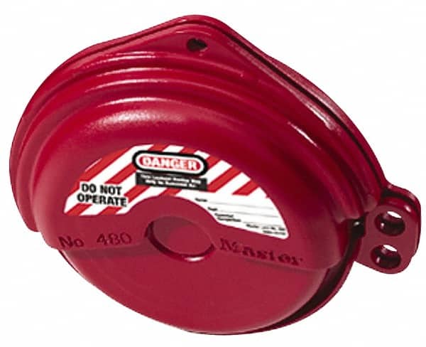 Master Lock - 1 to 3 Inch Valve Handle Size, Xenoy Rotating Gate Valve Wheel Lockout - 5/16 Inch Max Shackle Diameter, Red - Exact Tooling
