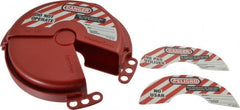 Master Lock - 2 to 5 Inch Valve Handle Size, Xenoy Rotating Gate Valve Wheel Lockout - 5/16 Inch Max Shackle Diameter, Red - Exact Tooling