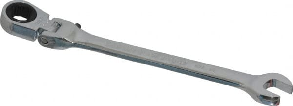 Blackhawk by Proto - 5/16" 12 Point Flexhead Combination Wrench - 15° Head Angle, 5" OAL, Steel, Chrome Finish - Exact Tooling