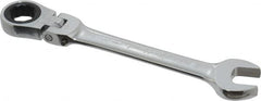 Blackhawk by Proto - 15mm 12 Point Flexhead Combination Wrench - 15° Head Angle, 6-11/16" OAL, Steel, Chrome Finish - Exact Tooling