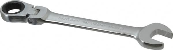 Blackhawk by Proto - 19mm 12 Point Flexhead Combination Wrench - 15° Head Angle, 8-1/2" OAL, Steel, Chrome Finish - Exact Tooling