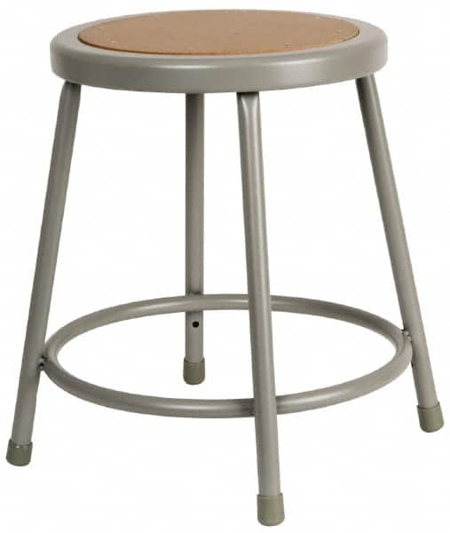 NPS - 18 Inch High, Stationary Fixed Height Stool - 14 Inch Deep x 14 Inch Wide, Hardboard Seat, Gray and Brown - Exact Tooling