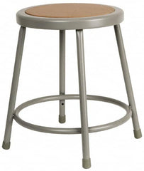 NPS - 18 Inch High, Stationary Fixed Height Stool - 14 Inch Deep x 14 Inch Wide, Hardboard Seat, Gray and Brown - Exact Tooling