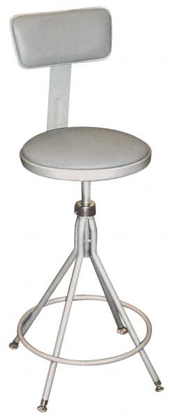 NPS - 16.8" Wide x 16.8" Deep x 24 to 28" High, Fixed Base, Adjustable Height Swivel Stool - Vinyl Seat, Gray - Exact Tooling