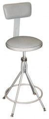 NPS - 16.8" Wide x 16.8" Deep x 24 to 28" High, Fixed Base, Adjustable Height Swivel Stool - Vinyl Seat, Gray - Exact Tooling