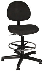 Bevco - Swivel Stool - 18" Wide x 18" Deep, Woven Fabric Seat, Black - Exact Tooling