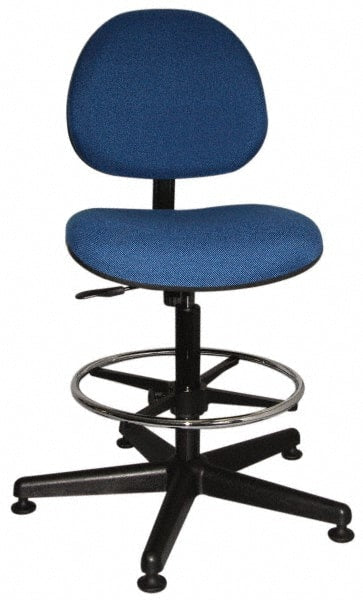 Bevco - Swivel Stool - 18" Wide x 18" Deep, Woven Fabric Seat, Blue - Exact Tooling