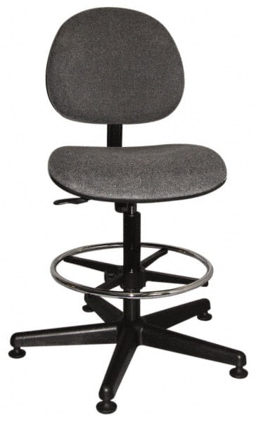 Bevco - Swivel Stool - 18" Wide x 18" Deep, Woven Fabric Seat, Gray - Exact Tooling