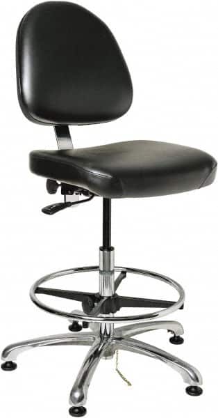 Bevco - ESD Swivel Stool with Back Rest - 20" Wide x 18" Deep, Vinyl Seat, Black - Exact Tooling