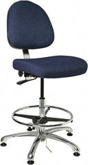 Bevco - ESD Swivel Stool with Back Rest - 20" Wide x 18" Deep, Fabric Mesh Seat, Navy - Exact Tooling