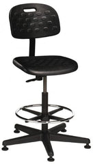 Made in USA - 22 to 32" High Swivel Stool - 18" Wide x 17-1/4" Deep, Polyurethane Seat, Black - Exact Tooling