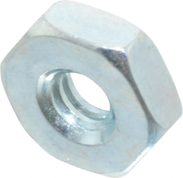 Value Collection - #6-32 UNC Steel Right Hand Hex Nut - 5/16" Across Flats, 7/64" High, Zinc-Plated Finish - Exact Tooling