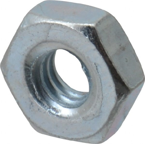 Value Collection - #8-32 UNC Steel Right Hand Hex Nut - 11/32" Across Flats, 1/8" High, Zinc-Plated Finish - Exact Tooling