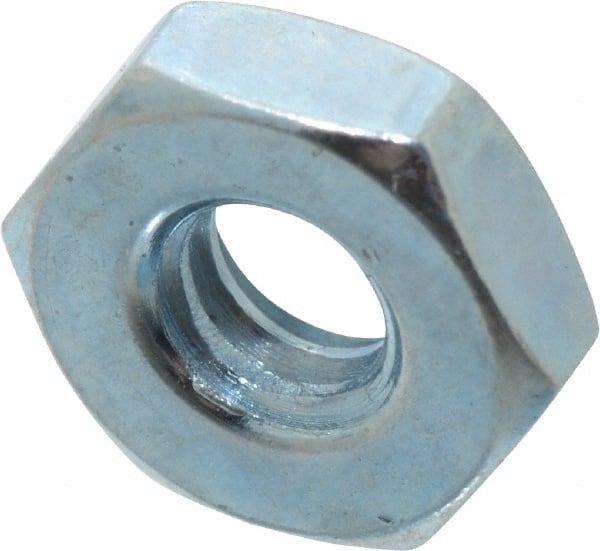 Value Collection - #10-24 UNC Steel Right Hand Hex Nut - 3/8" Across Flats, 1/8" High, Zinc-Plated Finish - Exact Tooling