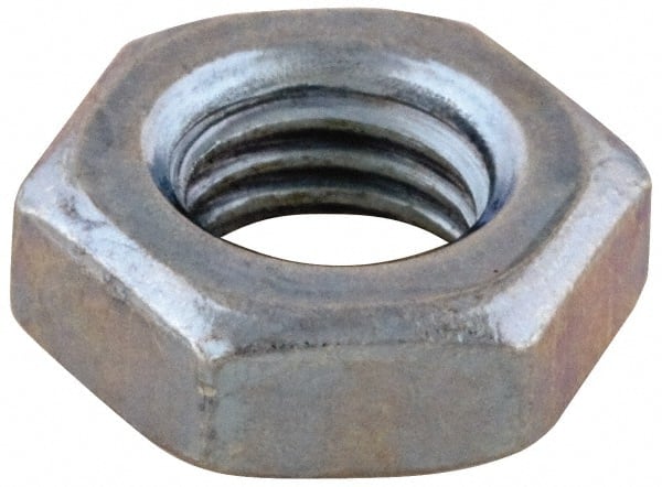 Value Collection - #12-24 UNC Steel Right Hand Machine Screw Hex Nut - 7/16" Across Flats, 5/32" High, Zinc-Plated Finish - Exact Tooling