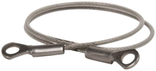 Made in USA - 12" Long, Stainless Steel Cable Eye & Eye End, Quick Release Pin Lanyard - 3/64" Cable Diam, 3/16" Hole Diam, Nylon Cable - Exact Tooling