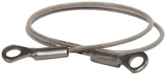 Made in USA - 12" Long, Stainless Steel Cable Eye & Eye End, Quick Release Pin Lanyard - 3/64" Cable Diam, 3/16" Hole Diam, Nylon Cable - Exact Tooling