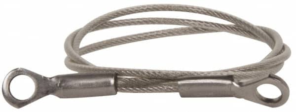 Made in USA - 18" Long, Stainless Steel Cable Eye & Eye End, Quick Release Pin Lanyard - 3/64" Cable Diam, 3/16" Hole Diam, Nylon Cable - Exact Tooling