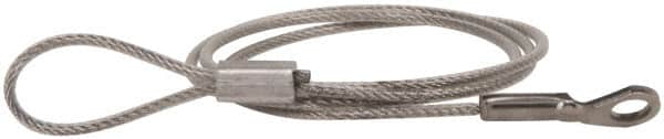 Made in USA - 18" Long, Stainless Steel Cable Loop & Eye End, Quick Release Pin Lanyard - 3/64" Cable Diam, 3/16" Hole Diam, Nylon Cable - Exact Tooling