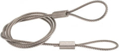 Made in USA - 18" Long, Stainless Steel Cable Loop & Loop End, Quick Release Pin Lanyard - 3/64" Cable Diam, Nylon Cable - Exact Tooling