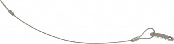 Made in USA - 12" Long, Stainless Steel Cable Loop & Tab with Hole End, Quick Release Pin Lanyard - 3/64" Cable Diam, 13/64" Hole Diam, Nylon Cable - Exact Tooling