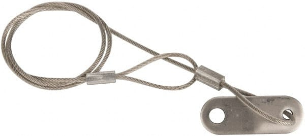 Made in USA - 18" Long, Stainless Steel Cable Loop & Tab with Hole End, Quick Release Pin Lanyard - 3/64" Cable Diam, 13/64" Hole Diam, Nylon Cable - Exact Tooling