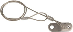 Made in USA - 18" Long, Stainless Steel Cable Loop & Tab with Hole End, Quick Release Pin Lanyard - 3/64" Cable Diam, 13/64" Hole Diam, Nylon Cable - Exact Tooling
