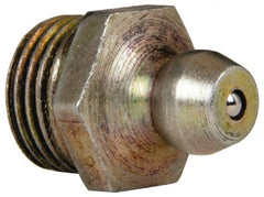 Value Collection - Straight Head Angle, 1/8 NPT Steel Standard Grease Fitting - 11.11mm Hex - Exact Tooling