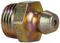Value Collection - Straight Head Angle, 1/8 NPT Steel Thread-Forming Grease Fitting - 11.11mm Hex - Exact Tooling