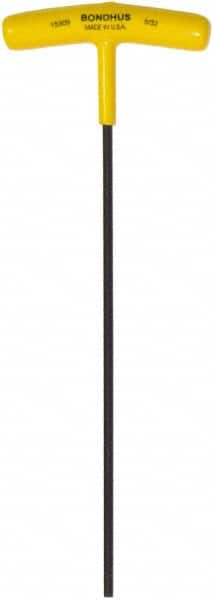 Bondhus - 5/32" Hex, T-Handle Cushion Grip, Hex Key - 9" OAL, Protanium High Torque Steel, Inch System of Measurement - Exact Tooling