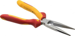 Wiha - 8" OAL, 2-3/4" Jaw Length x 3/4" Jaw Width, Long Nose Side Cutting Insulated Pliers - Extended Reach Pliers - Exact Tooling