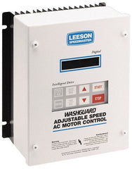 Leeson - Three Phase, 400-480 Volt, 25 hp, Frequency Drive, Inverter & Speed Control - 10.26" Wide x 8.35" Deep x 15-3/4" High, NEMA 4/12 - Exact Tooling