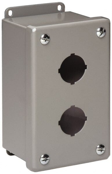 Cooper B-Line - 3 Hole, 1.203 Inch Hole Diameter, Stainless Steel Pushbutton Switch Enclosure - 8 Inch High x 3-1/4 Inch Wide x 2-3/4 Inch Deep, 12, 13 NEMA Rated - Exact Tooling