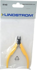 Lindstrom Tool - 4-3/8" OAL, 0.049" Capacity, Semi-Flush Diagonal Cutter - 3/8" Jaw Length, Tapered Head, Plastic Ergonomic Handle - Exact Tooling