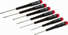 Wiha - 7 Piece Phillips & Slotted Screwdriver Set - Round Shank, Ergonomic Handle, Bit Sizes: Philips #00 to #1 - Exact Tooling