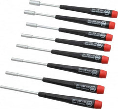 Wiha - 8 Piece 3/32 to 1/4" Electronic Nutdriver Set - Standard Shaft, Ergonomic Handle - Exact Tooling